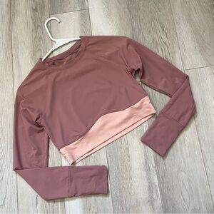 Noireblanc Workout Top crewneck long sleeve cropped womens Pink (medium) gym